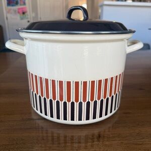 Vintage Moneta Stock Pot - Made in Italy | Piano Key Design | Enamel Cookware